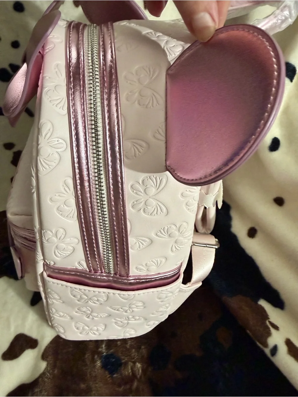 Loungefly White and Metallic Pink Butterfly Mini Backpack